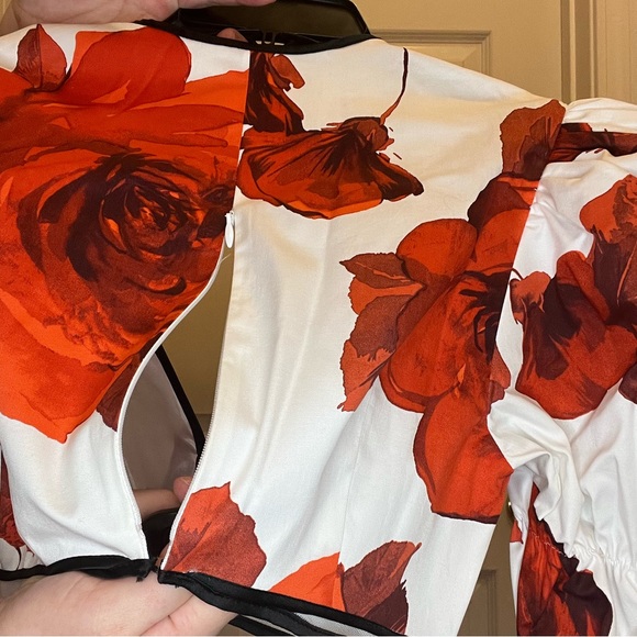 Autumn Adeigbo Gisele Red White Floral Cutout Dress NWT $625 - Picture 8 of 14